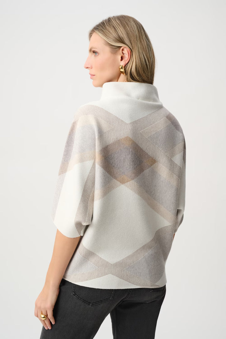 Joseph Ribkoff Geometric Cowl Neck Poncho in Winter White