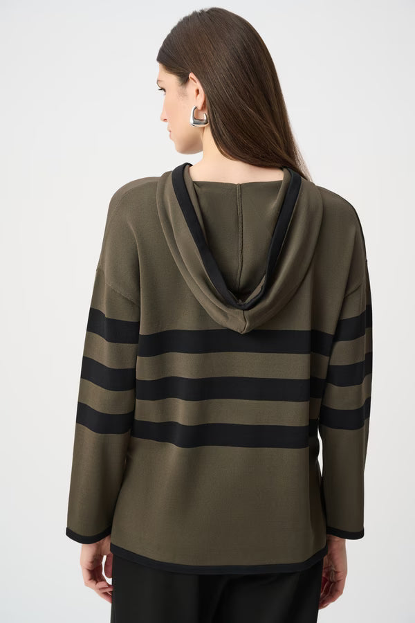 Joseph Ribkoff Hooded Striped Pullover in Green