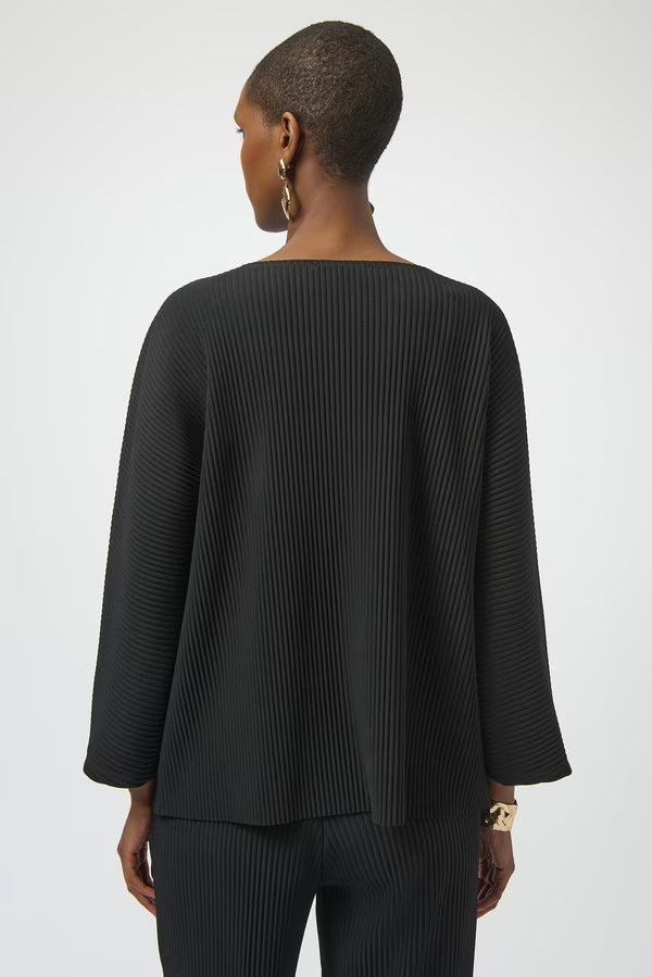 Joseph Ribkoff Pleated Scuba Crepe Boxy Top in Black