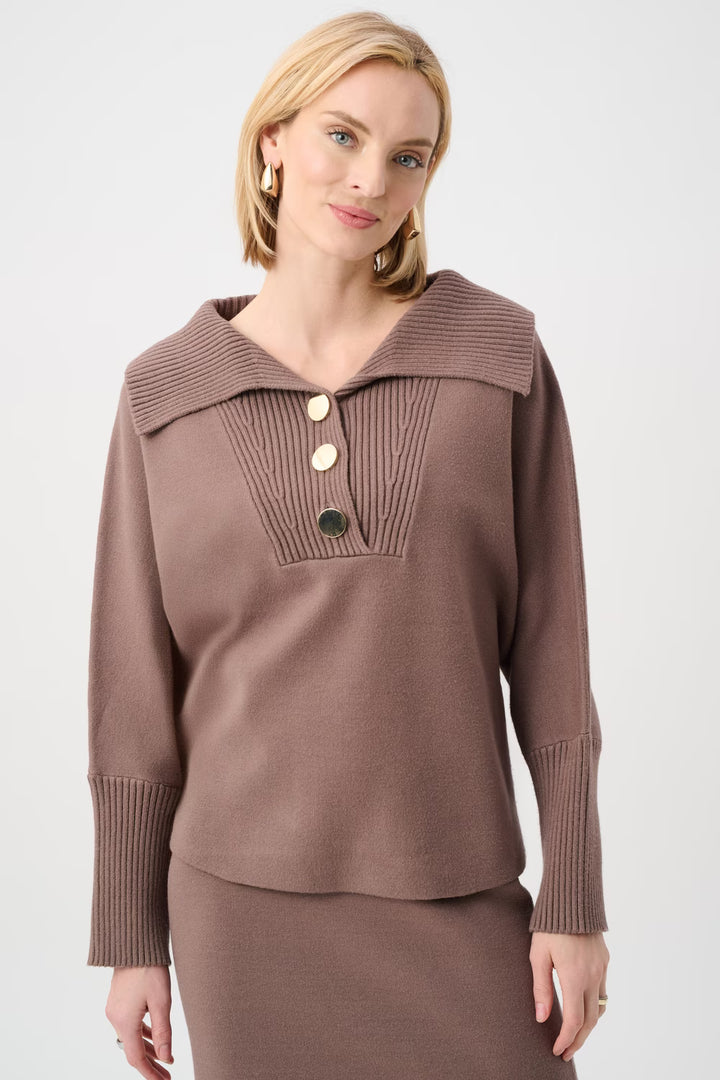 Joseph Ribkoff Loose Fit Button Closure Top in Mink