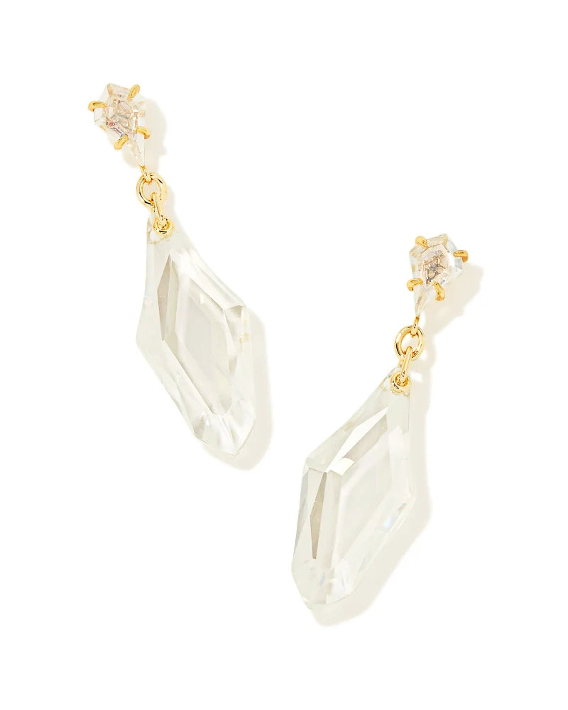 Kendra Scott Alexandria Gold Statement Earrings in Lustre Clear Glass