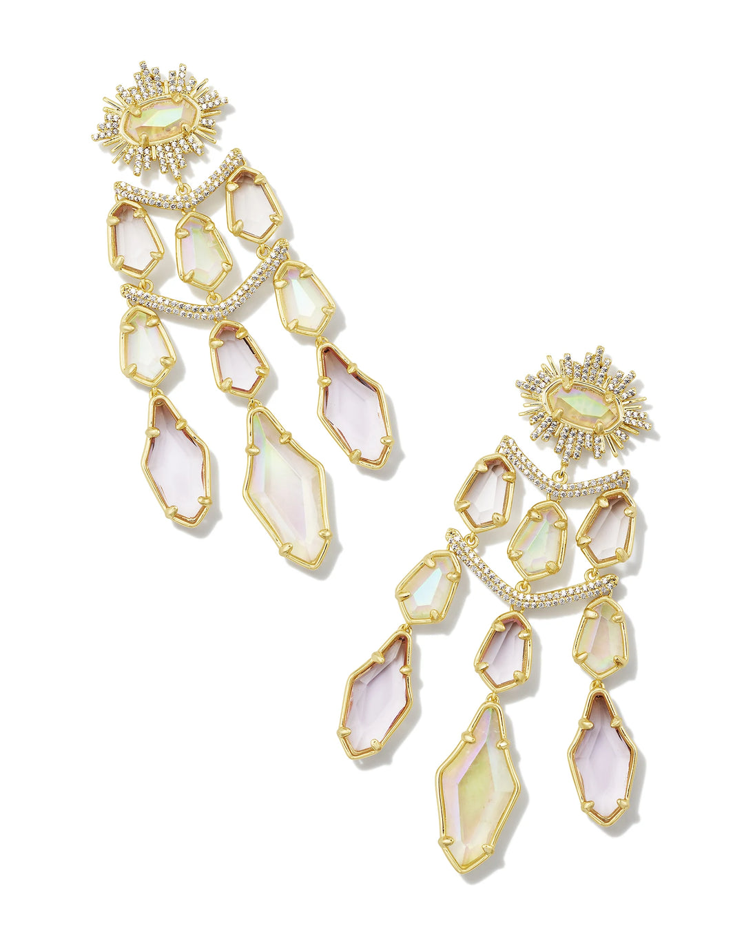 Kendra Scott Alexandria Gold Tiered Statement Earrings in White Mix
