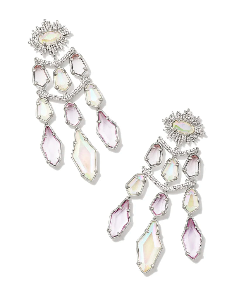 Kendra Scott Alexandria Silver Tiered Statement Earrings in White Mix