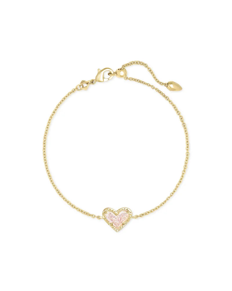 Kendra Scott Ari Heart Delicate Chain Bracelet Gold Iridescent Drusy