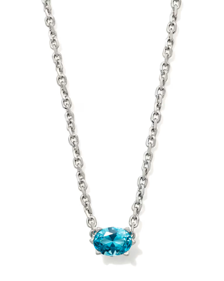 Kendra Scott Cailin Silver Pendant Necklace in Aqua Crystal