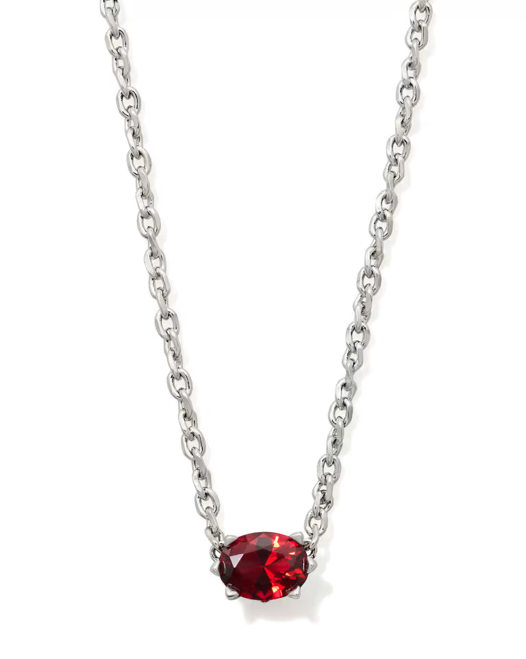 Kendra Scott Cailin Silver Pendant Necklace in Red Crystal