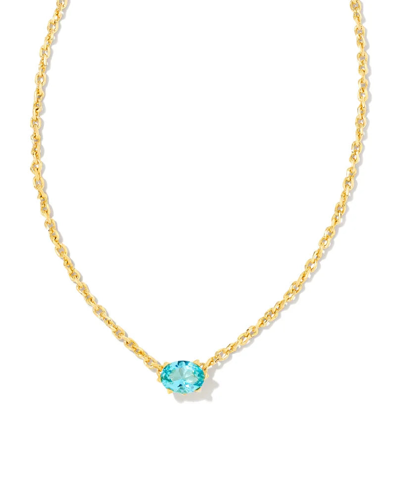 Kendra Scott Cailin Crystal Pendant Necklace Gold Aqua Crystal