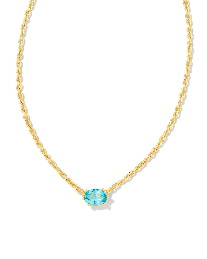 Kendra Scott Cailin Crystal Pendant Necklace Gold Aqua Crystal