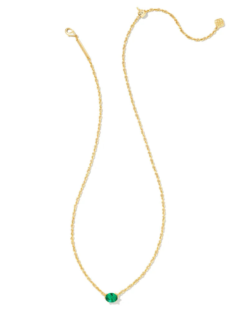 KENDRA SCOTT CAILIN CRYSTAL PENDANT NECKLACE GOLD GREEN CRYSTAL