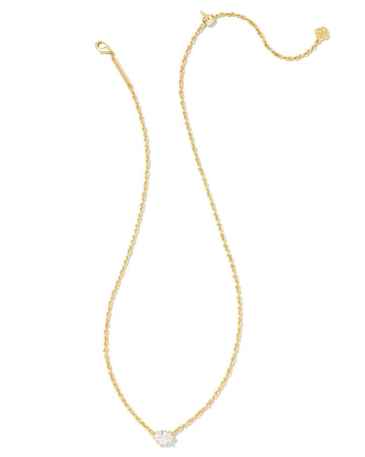 Kendra Scott Cailin Pendant Necklace Gold Metal White CZ