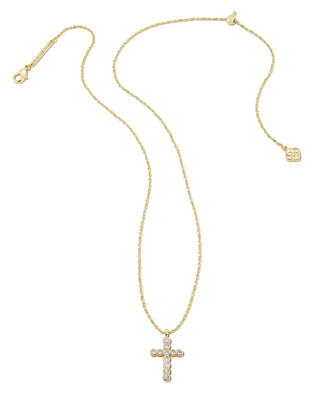 Kendra Scott Cross Gold Pendant Boxed Necklace in White Crystal