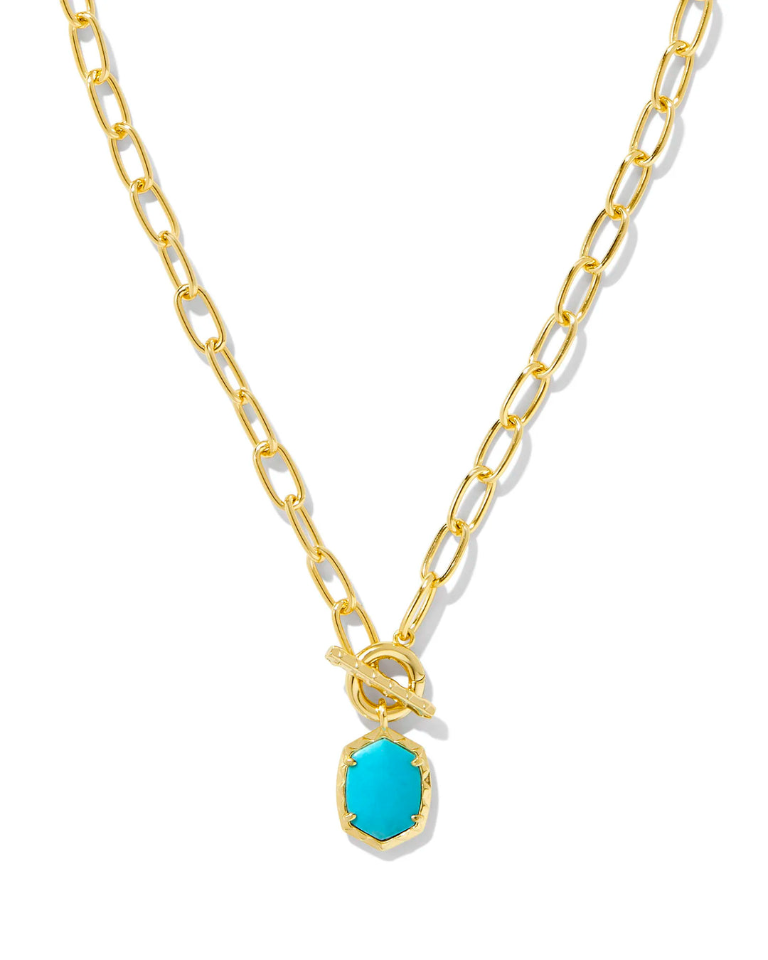 Kendra Scott Daphne Convertible Gold Link and Chain Necklace in Variegated Turquoise Magnesite