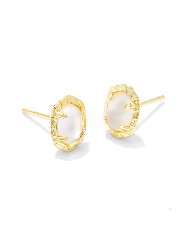 Kendra Scott Daphne Gold Stud Earrings in Ivory Mother-of-Pearl