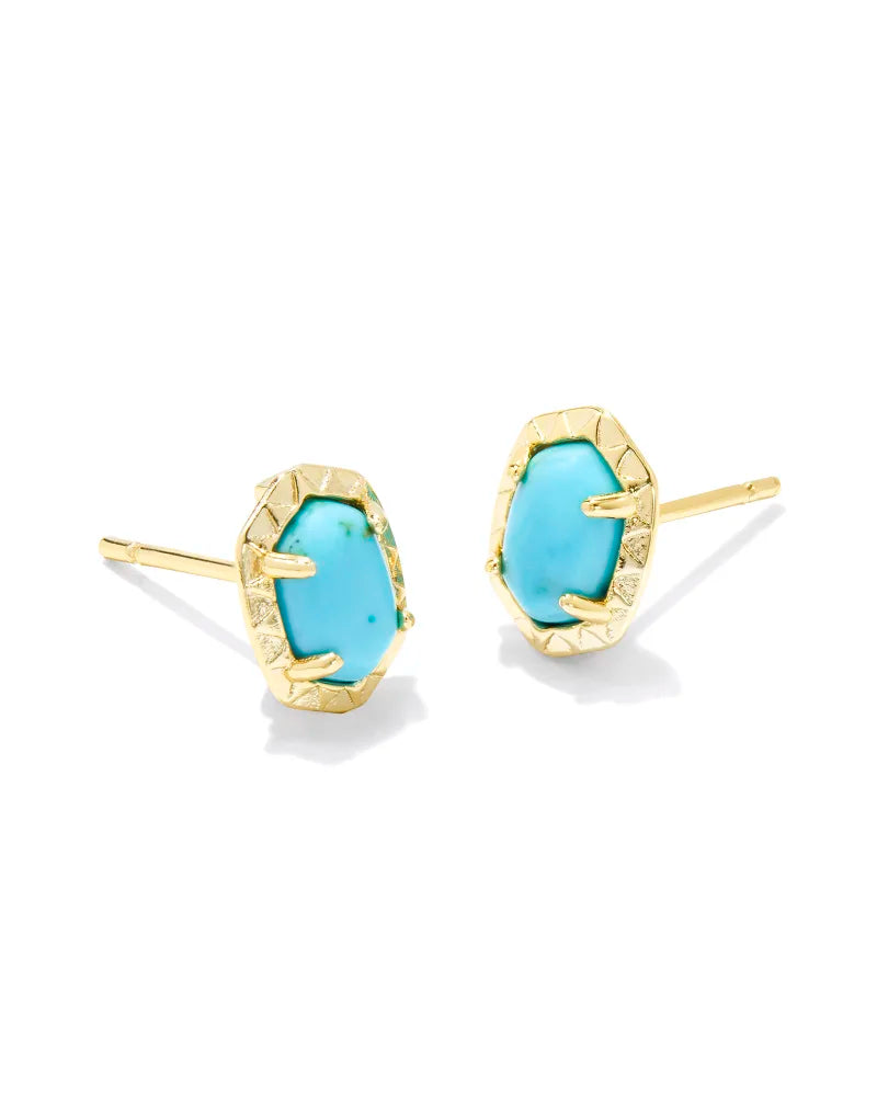 Kendra Scott Daphne Gold Stud Earrings in Variegated Turquoise Magnesite