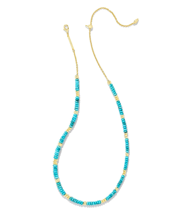 Kendra Scott Deliah Gold Strand Necklace in Variegated Turquoise Magnesite