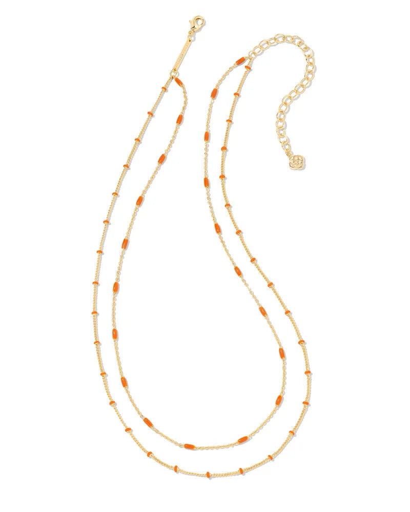 Kendra Scott Dottie Gold Multi Strand Necklace in Orange