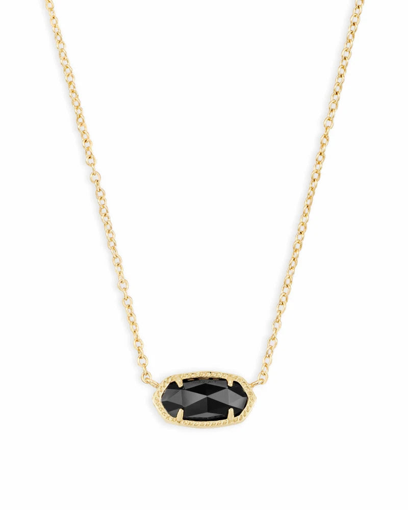 Kendra Scott Elisa Gold Pendant Necklace in Black Opaque