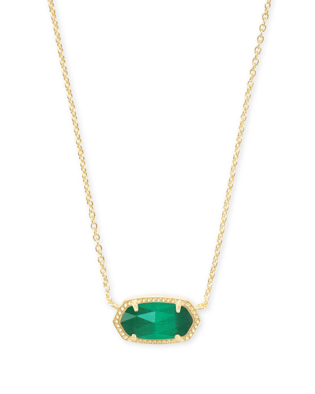 Kendra Scott Elisa Gold Pendant Necklace in Emerald Cats Eye