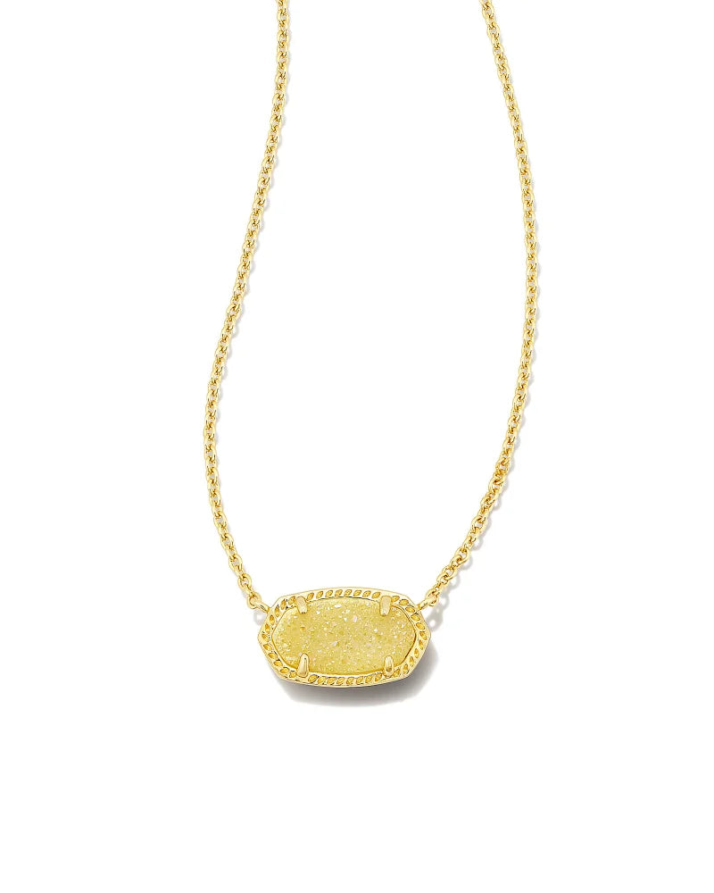 Kendra Scott Elisa Gold Pendant Necklace in Light Yellow Drusy