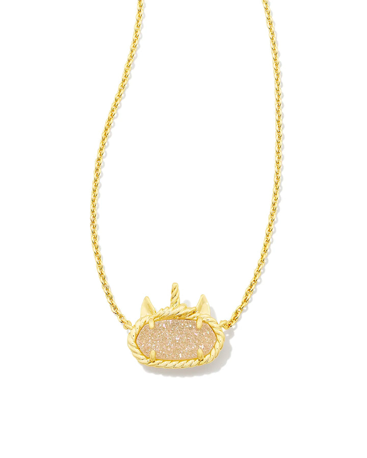 Kendra Scott Elisa Unicorn Gold Short Pendant Necklace in Iridescent Drusy