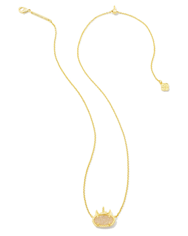 Kendra Scott Elisa Unicorn Gold Short Pendant Necklace in Iridescent Drusy
