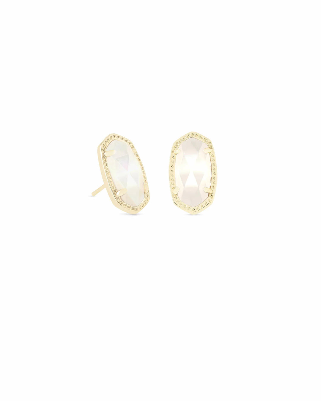 Kendra Scott Ellie Silver Stud Earrings In Gold Mother of Pearl