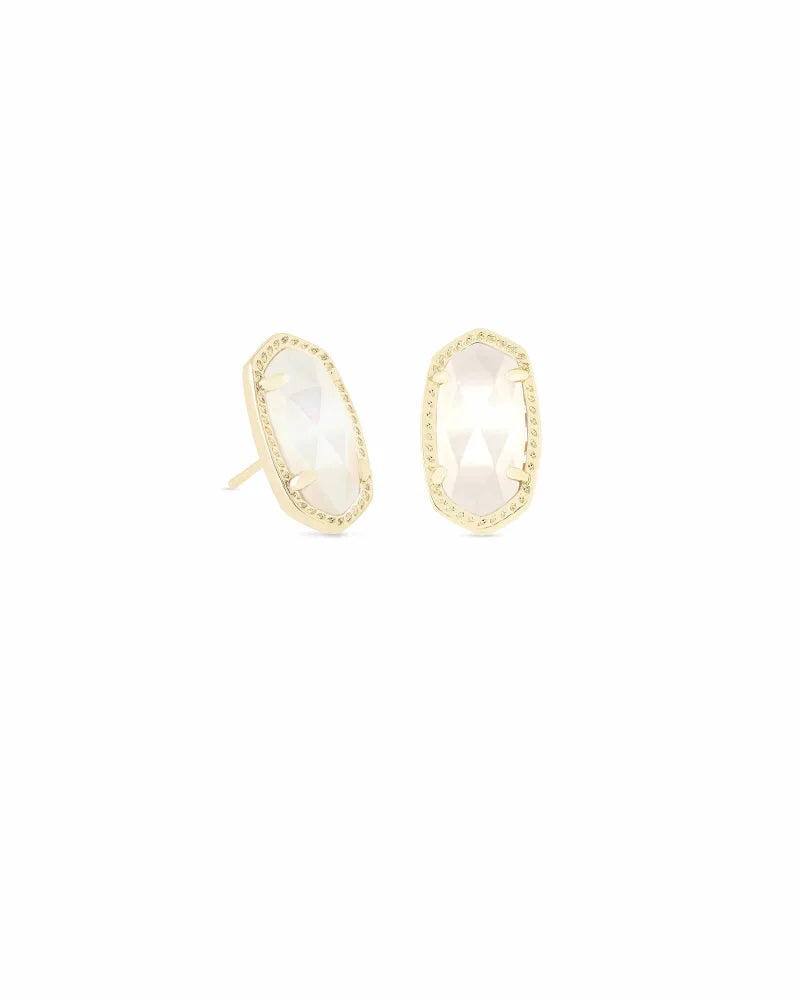 Kendra Scott Ellie Silver Stud Earrings In Gold Mother of Pearl