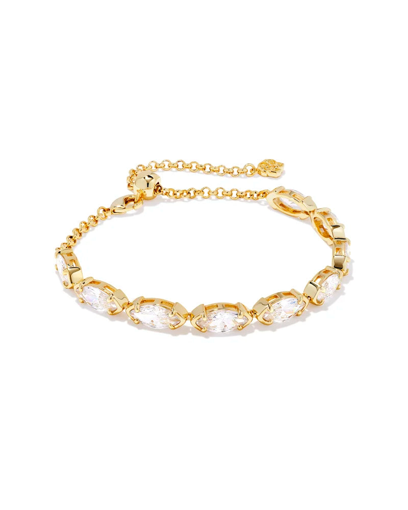 Kendra Scott Genevieve Gold Delicate Chain Bracelet in White Crystal