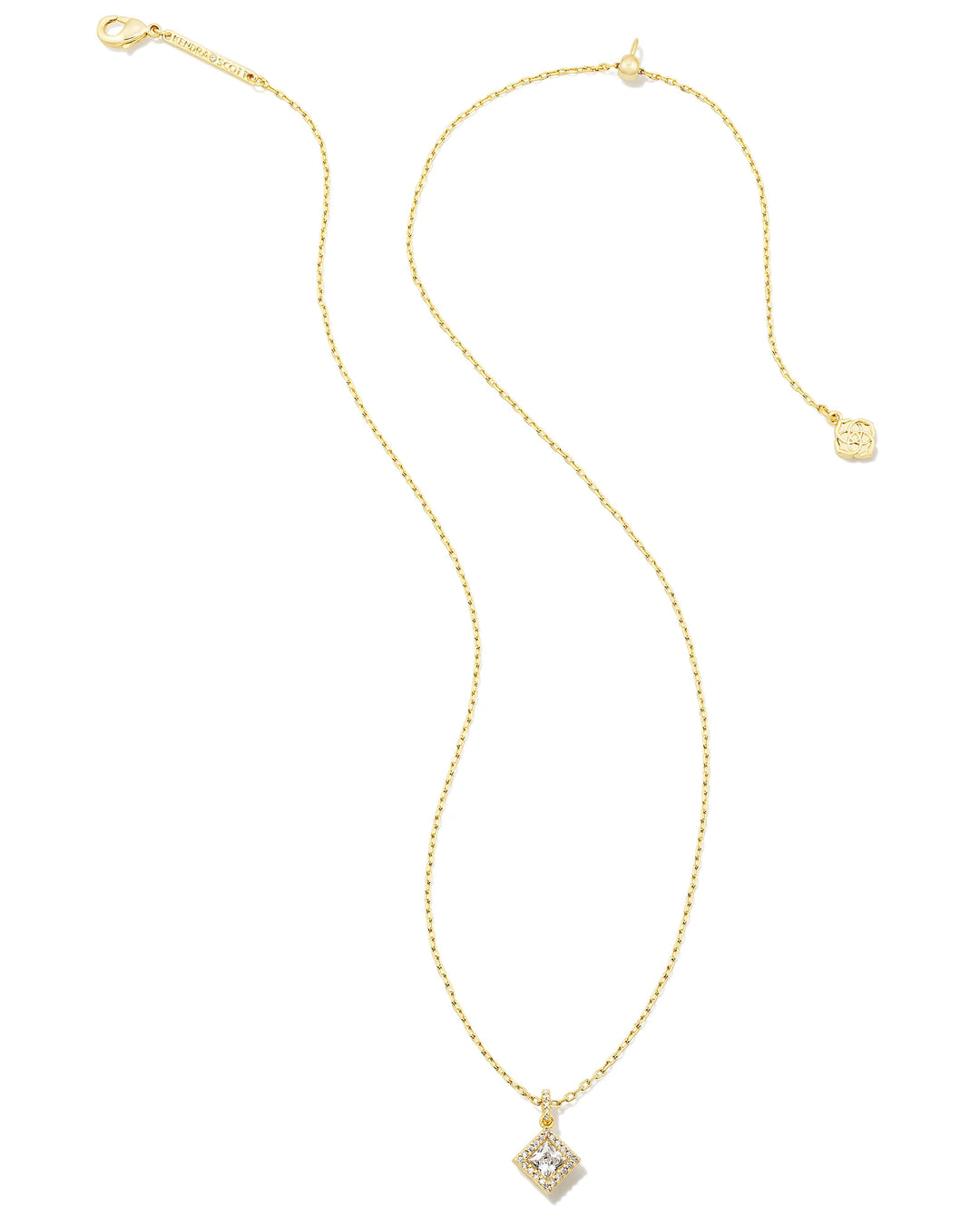 Kendra Scott Gracie Gold Short Pendant Necklace in White Crystal