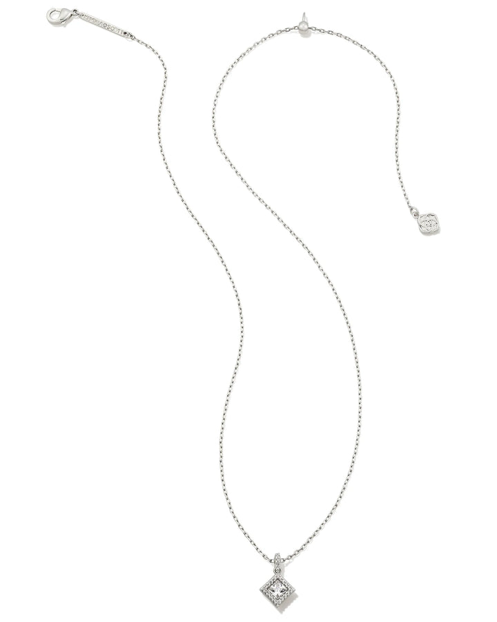 Kendra Scott Gracie Silver Short Pendant Necklace in White Crystal