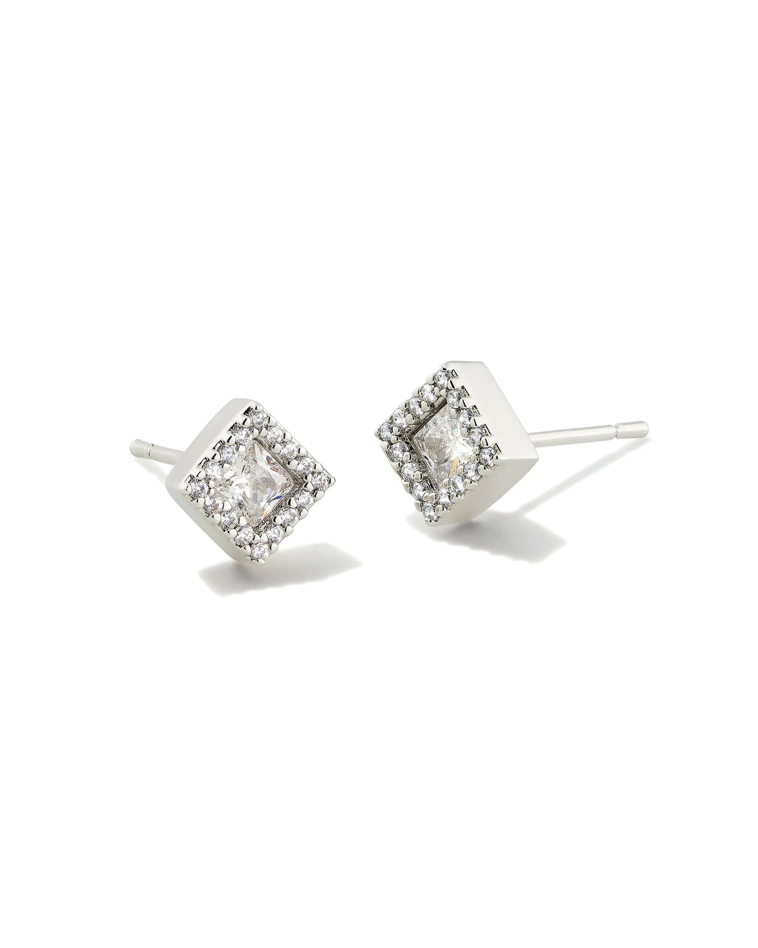 Kendra Scott Gracie Silver Stud Earrings in White Crystal