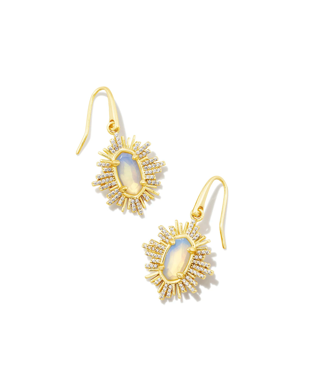 Kendra Scott Grayson Gold Sunburst Drop Earrings in Iridescent Opalite Illusion