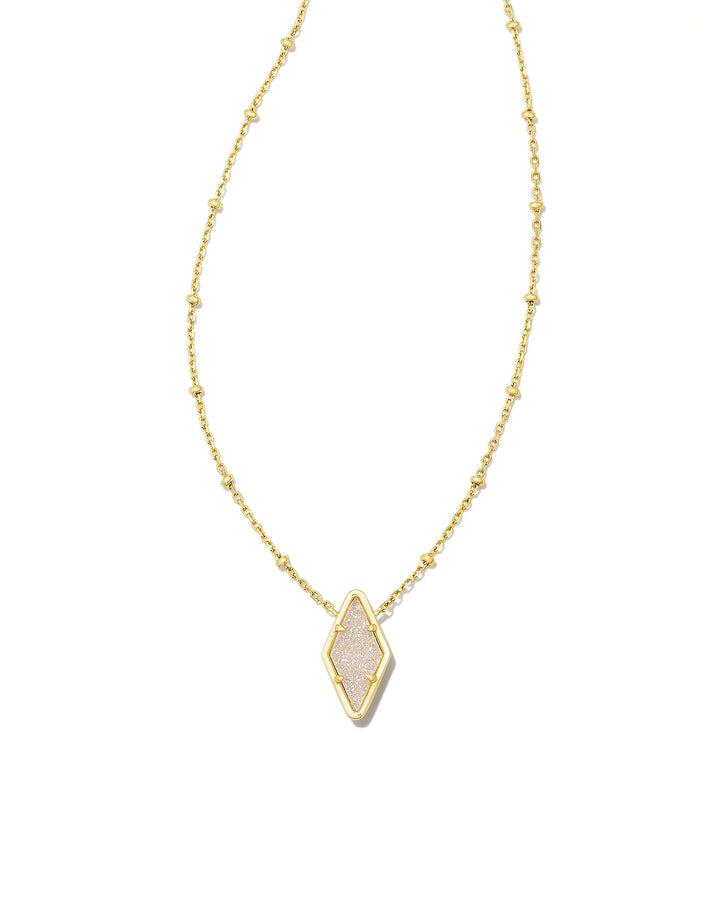 Kendra Scott Kinsley Gold Short Pendant Necklace in Iridescent Drusy