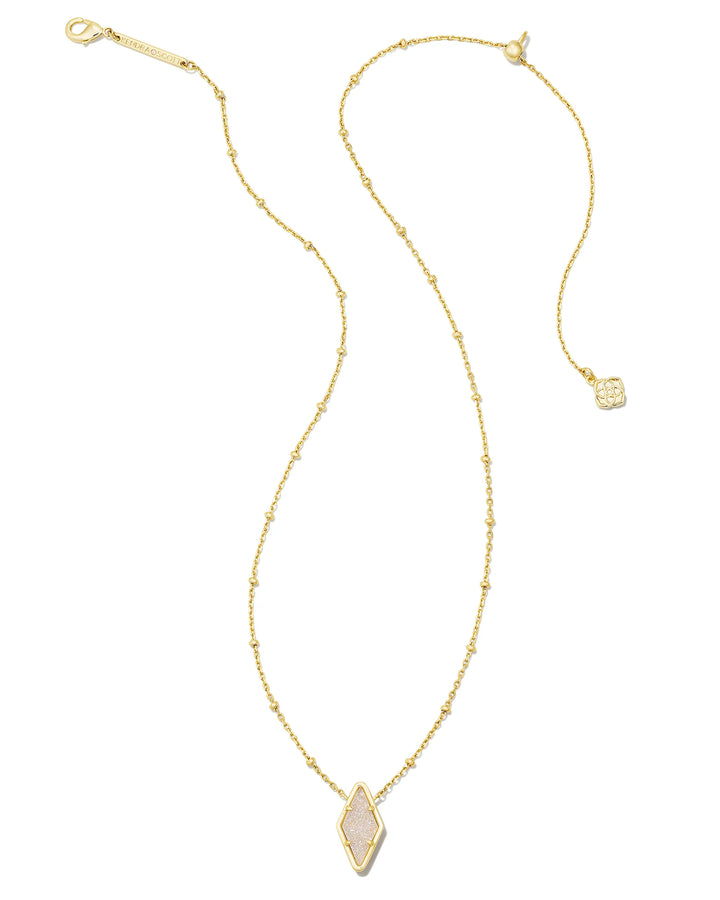 Kendra Scott Kinsley Gold Short Pendant Necklace in Iridescent Drusy