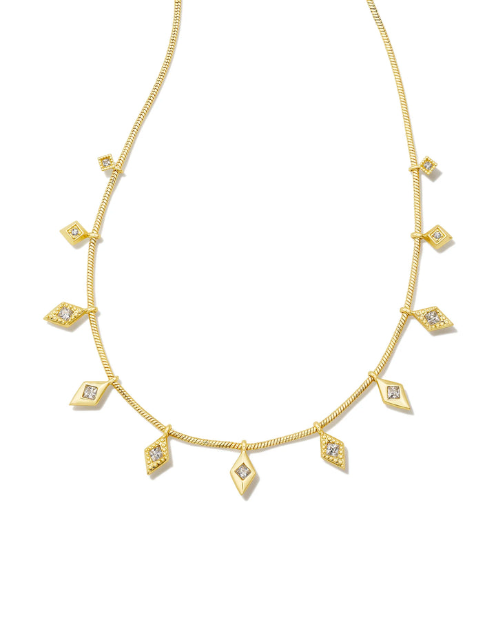 Kendra Scott Kinsley Gold Strand Necklace in White Crystal