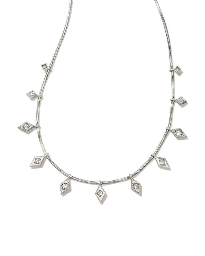 Kendra Scott Kinsley Silver Strand Necklace in White Crystal