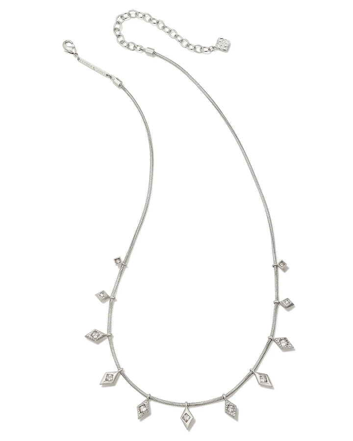 Kendra Scott Kinsley Silver Strand Necklace in White Crystal