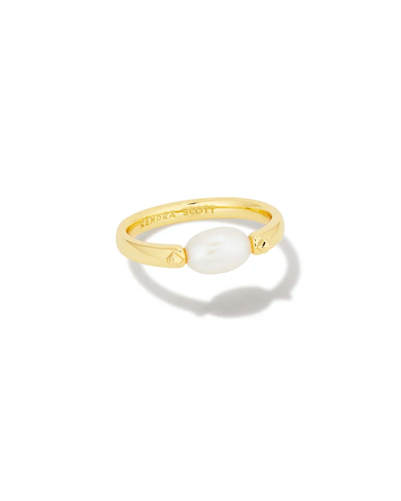 Kendra Scott Leighton Gold/White Pearl Ring