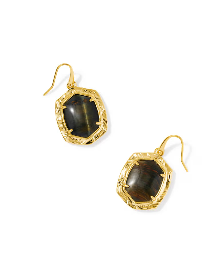 Kendra Scott Tiger Striped Daphne Gold Drop Earrings