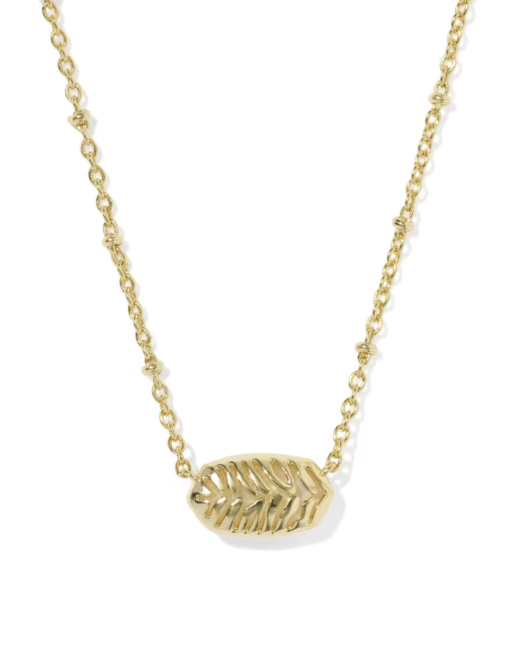Kendra Scott Tiger Striped Elisa Gold Short Pendant Necklace in Dark Brown Hawk's Eye