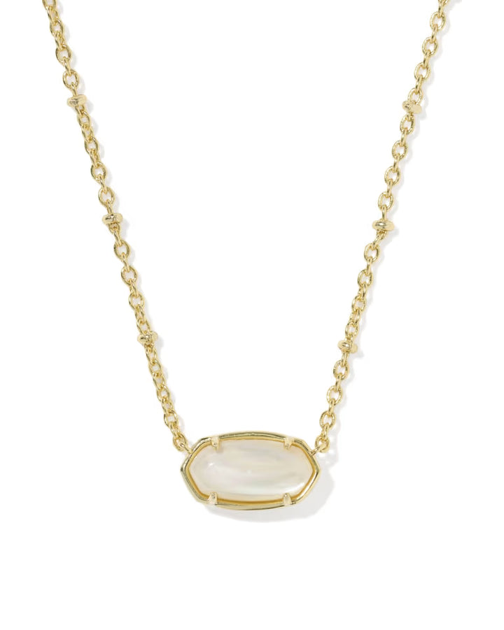 Kendra Scott Tiger Striped Elisa Gold Short Pendant Necklace in Mother Of Pearl