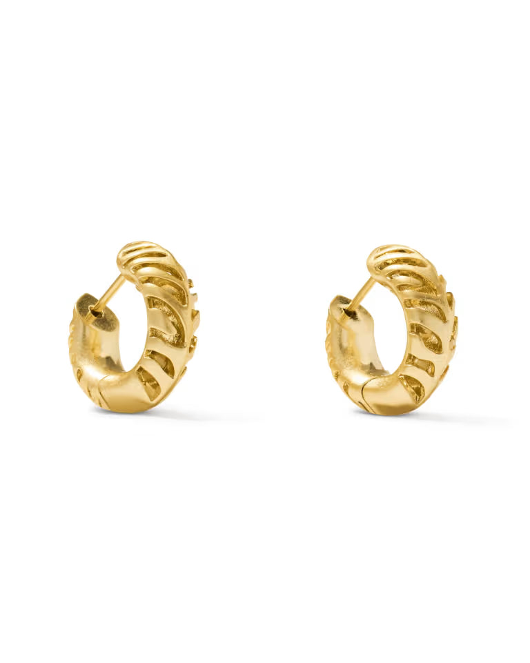 Kendra Scott Tiger Striped Mikki Gold Huggie Earrings