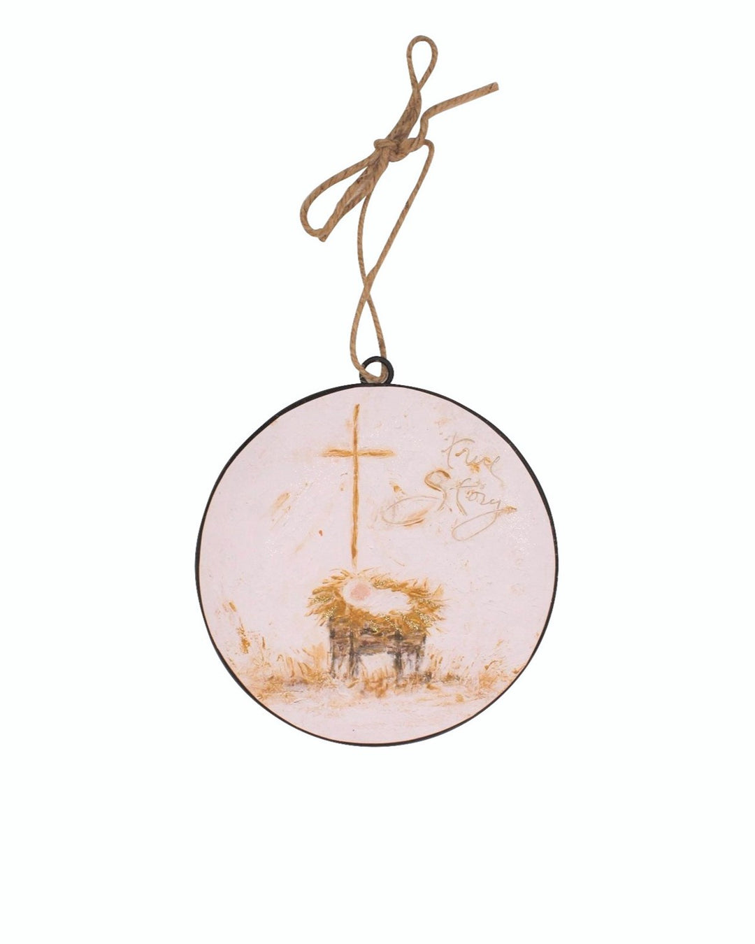 6" Metal Disc Ornament, True Story, Glitter Embellishment ©Tawnya Norton