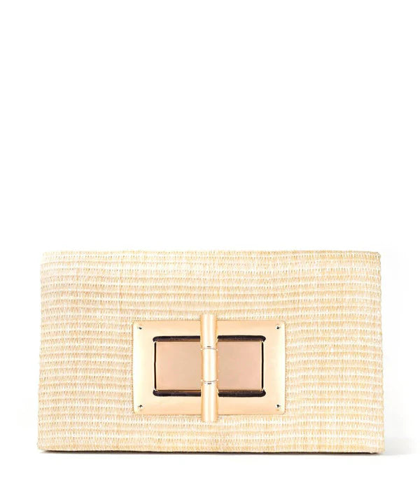 Lisi Lerch Gold Lillian Straw Clutch