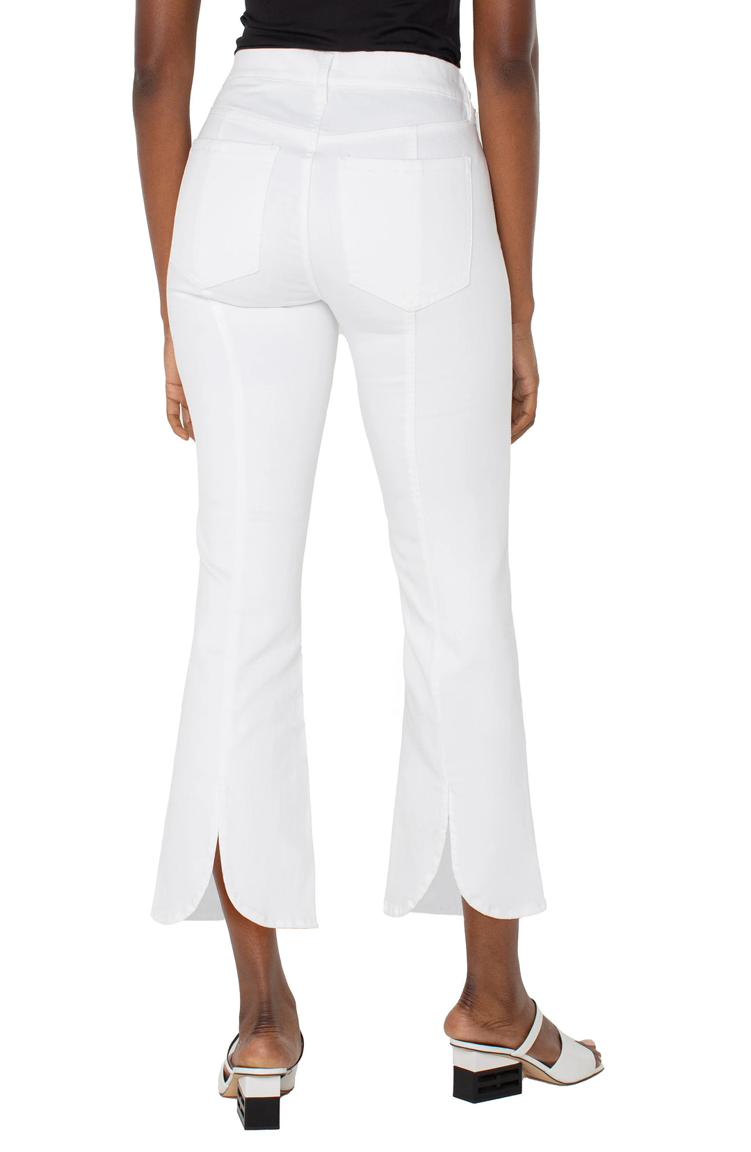 Liverpool Los Angeles The Gia Glider® Crop Flare Jean with Tulip Back in White