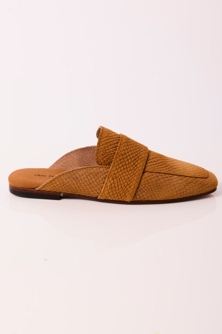 Free People At Ease Embossed Loafers in Tan Suede
