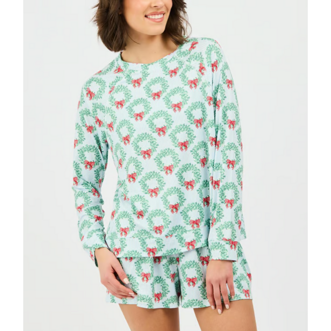 Annie Wreath & Ribbon Shorts Set