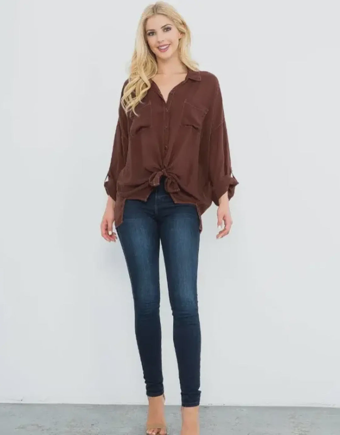Maven West Cargo Pocket Top in Brown