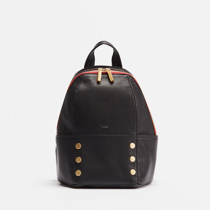 Hammitt Hunter Medium Backpack in Black/Brushed Gold Red Zip
