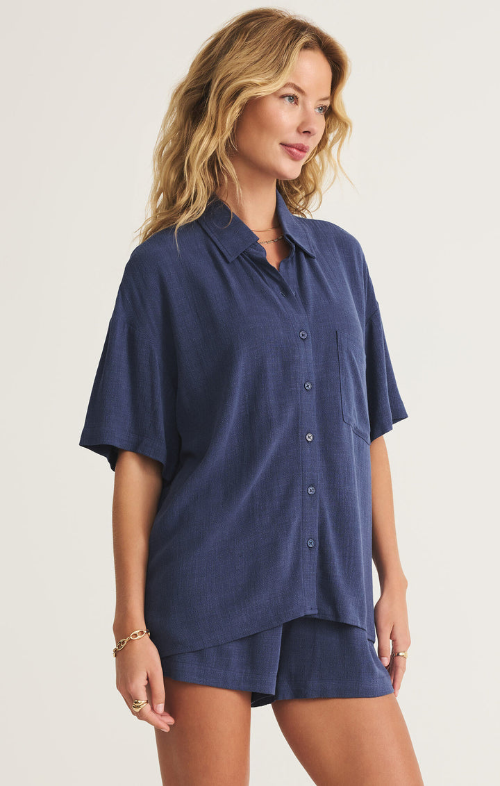 Z Supply Tinsley Button Up Shirt in Yacht Blue